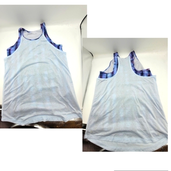 Athleta Girl Perfect Pair Tank   Shoreline Shibori Enchanted Blue Size XL/14 - Picture 2 of 12